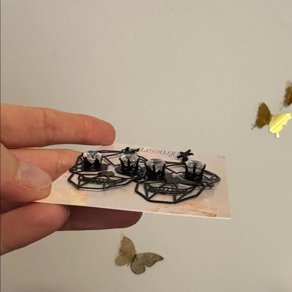 Halloween Skull Rhinestone Earrings - Picture 4 of 4